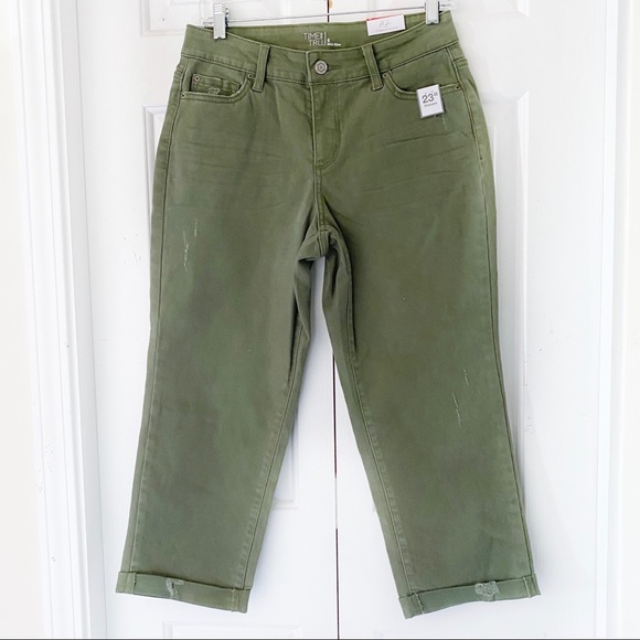 Time Tru Womens Army Green Midrise Jean 